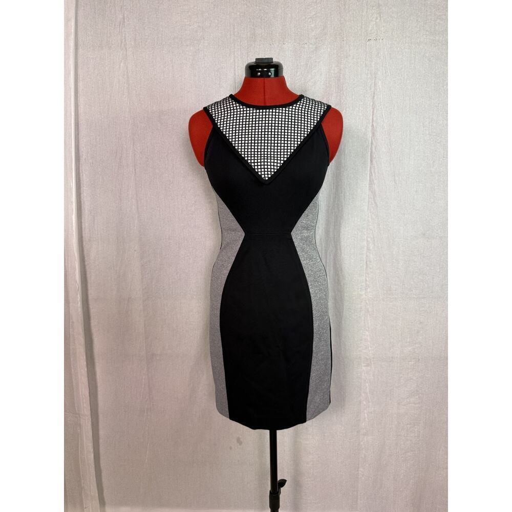 YOANNA BARASCHI Size 0 Stetch PONTE Windowpane Colorblock Sleeveless Dress D357